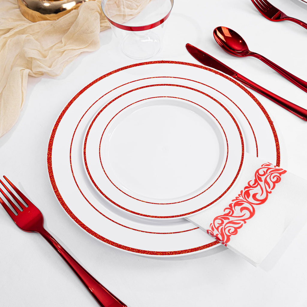 700-Piece Red Disposable Dinnerware Set