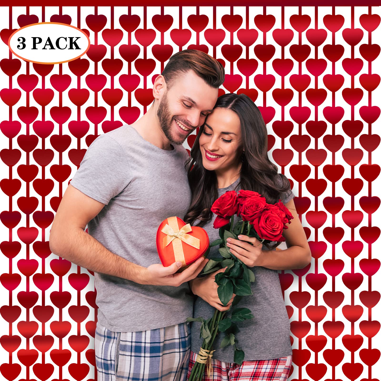 Valentine's Day Party Decorations Red Heart Foil Fringe Curtains