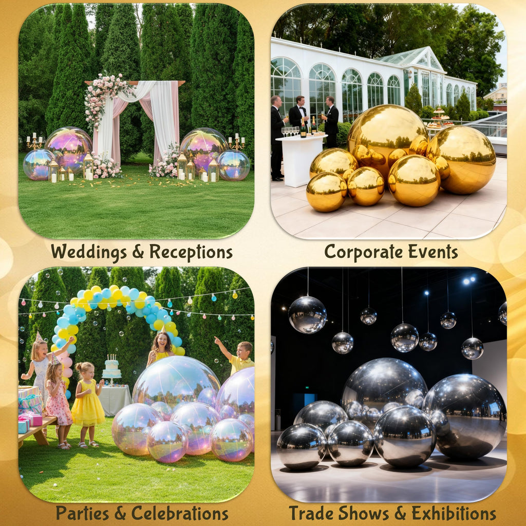 Joyaura 6-Pc Inflatable Mirror Ball Set, Large Shiny Decor Balls