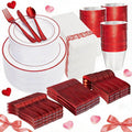 700-Piece Red Disposable Dinnerware Set